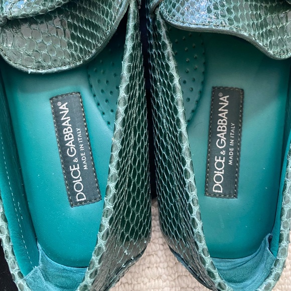 Dolce and Gabbana Teal snakeskin moccasins - Picture 6 of 9